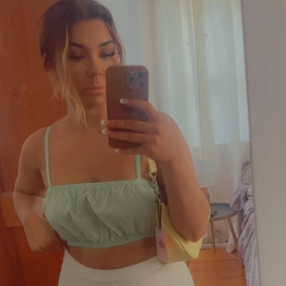 Green White Checkered Crop Top - Picture 5 of 5